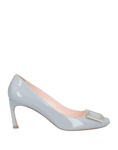 Roger Vivier Gray Calfskin Pumps With Golden Buckle And 7cm Stiletto Heel In Grey