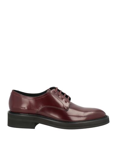 Shop Dsquared2 Man Lace-up Shoes Burgundy Size 9 Soft Leather In Red