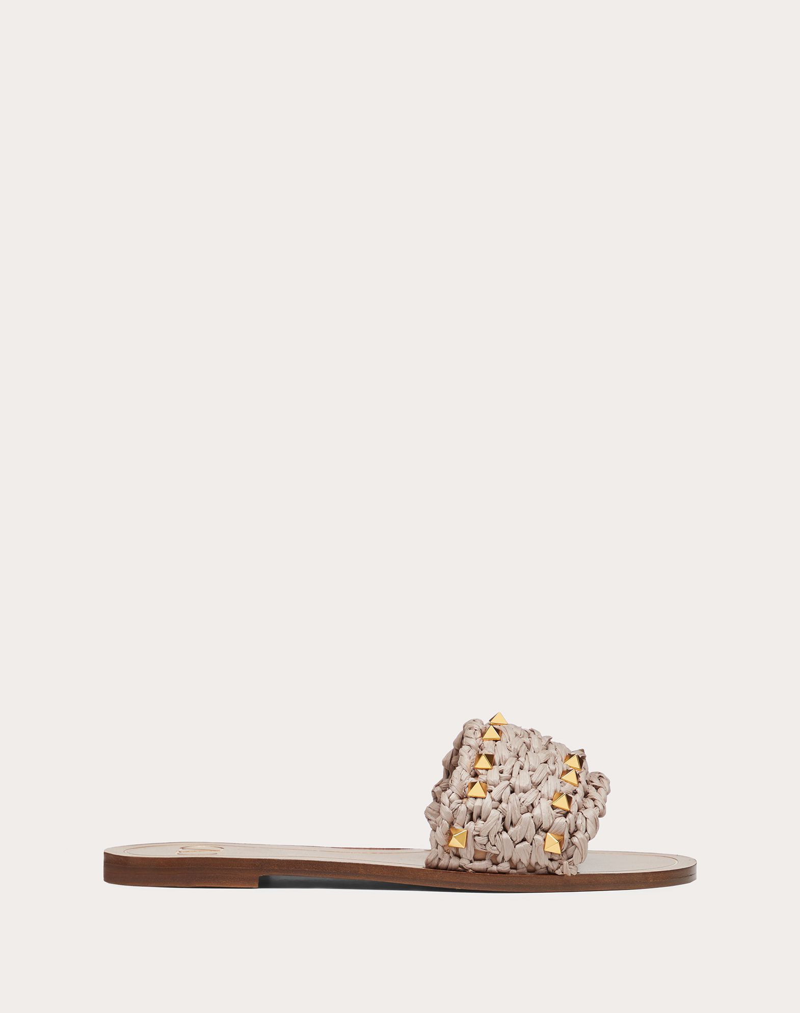 Rockstud flair raffia 2024 flat slide sandal