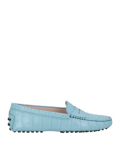Tod's Woman Loafers Sky Blue Size 7 Leather