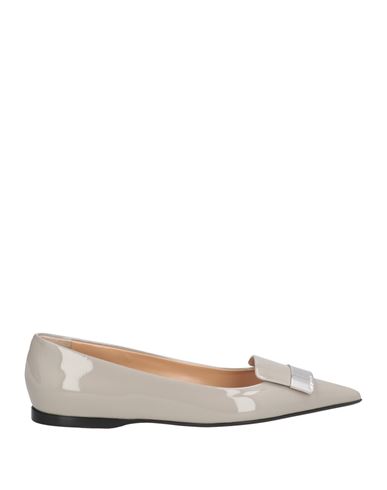 SERGIO ROSSI SERGIO ROSSI WOMAN BALLET FLATS GREY SIZE 8 SOFT LEATHER 