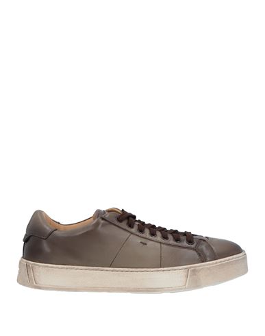Santoni Man Sneakers Brown Size 11.5 Soft Leather In Beige
