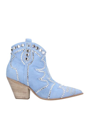 Shop Eddy Daniele Woman Ankle Boots Sky Blue Size 6 Leather, Swarovski Crystal