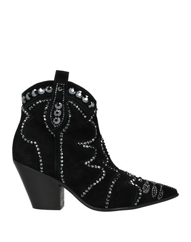 Shop Eddy Daniele Woman Ankle Boots Black Size 7 Leather, Swarovski Crystal