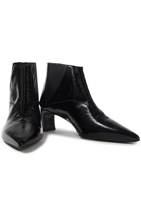MCQ BY ALEXANDER MCQUEEN METTA CRINKLED PATENT-LEATHER ANKLE BOOTS,3074457345622279562