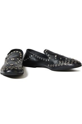 Mcq By Alexander Mcqueen Unity Eyelet-embellished Leather Loafers In Black