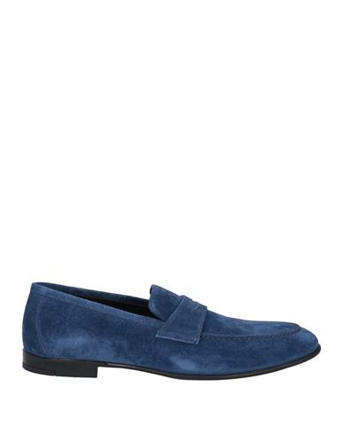Doucal's Man Loafers Blue Size 9 Leather In Blue