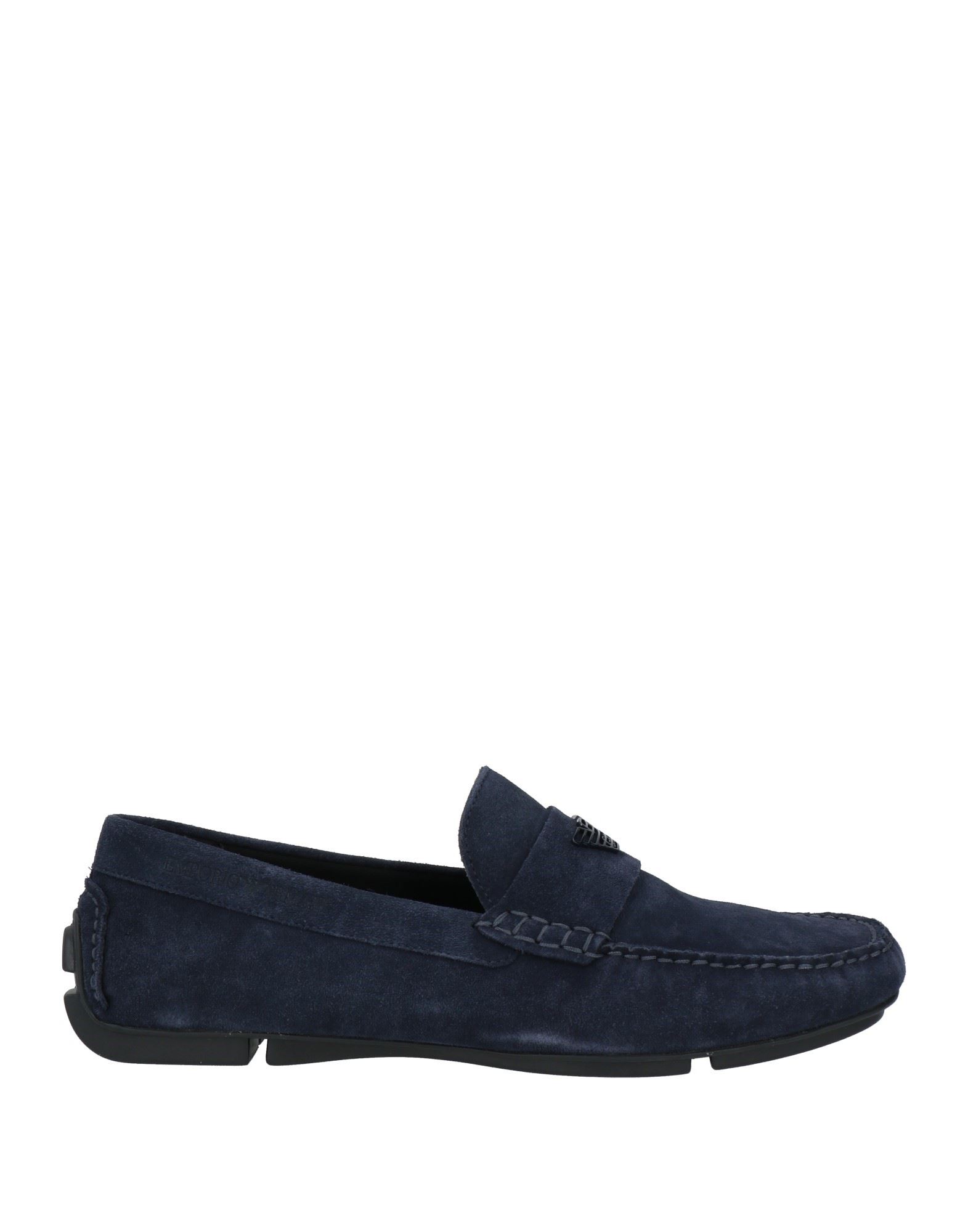 Shop Emporio Armani Man Loafers Midnight Blue Size 9 Leather