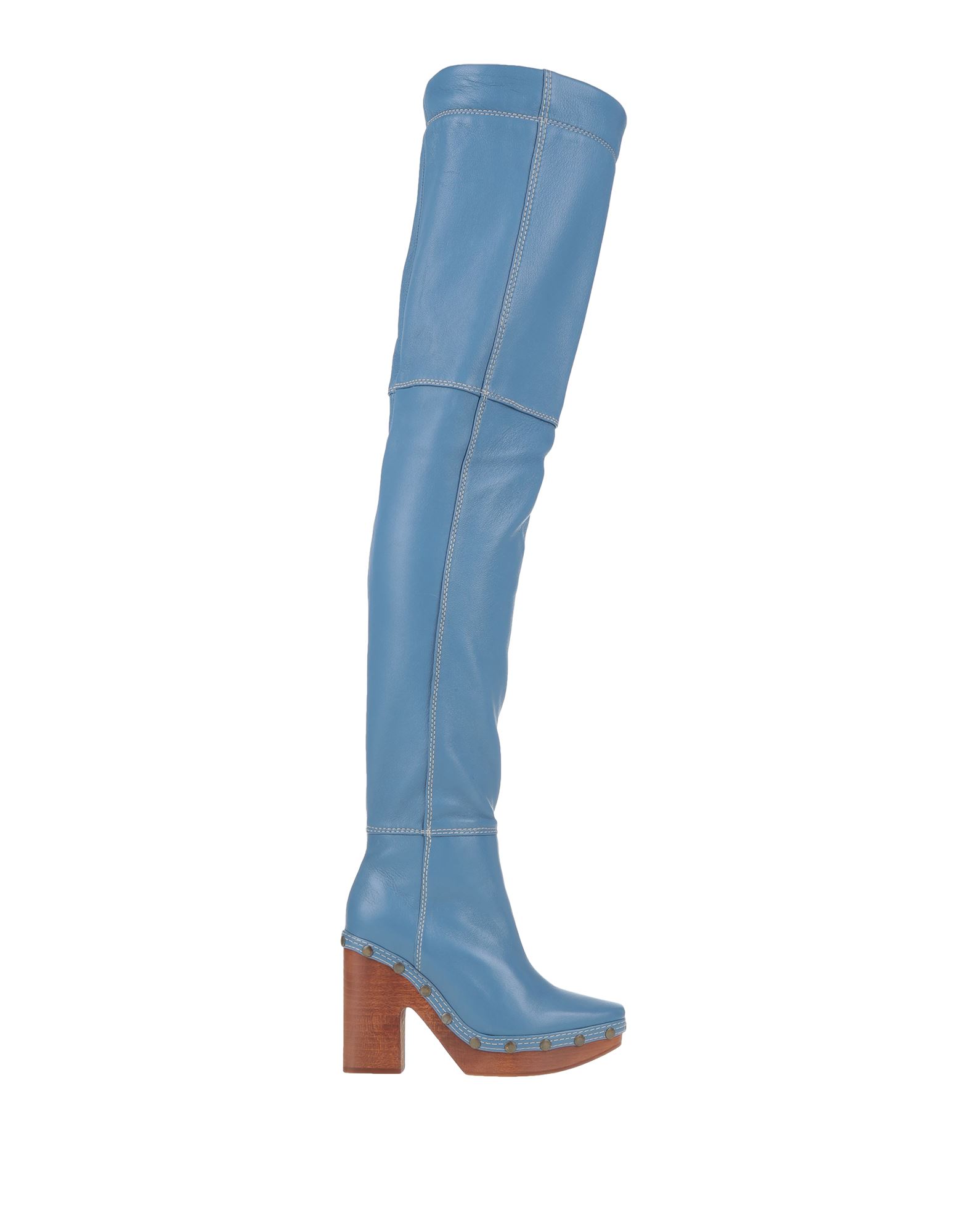 Jacquemus Knee Boots In Pastel Blue