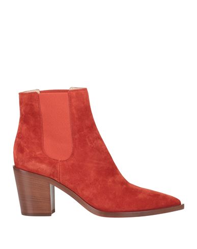Gianvito Rossi Woman Ankle Boots Rust Size 11 Soft Leather In Red