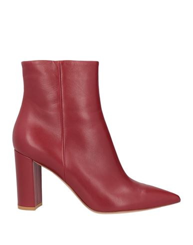 Gianvito Rossi Woman Ankle Boots Burgundy Size 11.5 Soft Leather In Red