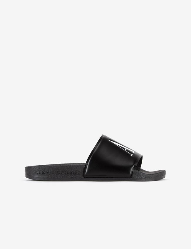 Armani Exchange Sandalo Nero Poliestere, Poliuretano