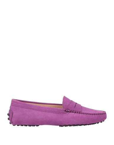 Tod's Woman Loafers Purple Size 7.5 Leather In Purple
