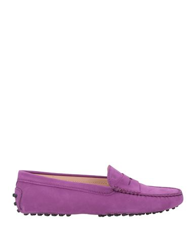 Tod's Woman Loafers Purple Size 7.5 Leather In Purple