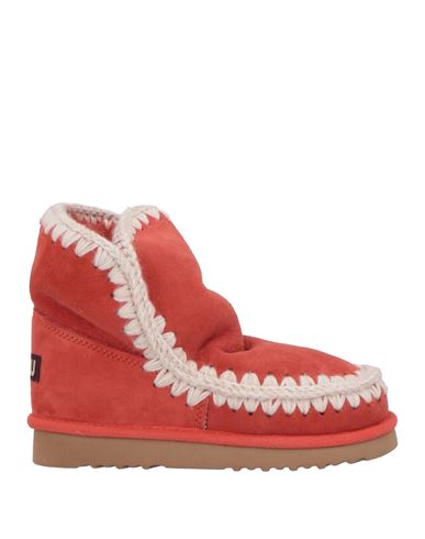 Mou Woman Ankle Boots Brick Red Size 8 Shearling In Multi