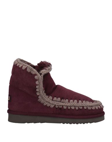Mou Woman Ankle Boots Burgundy Size 10 Shearling In Red