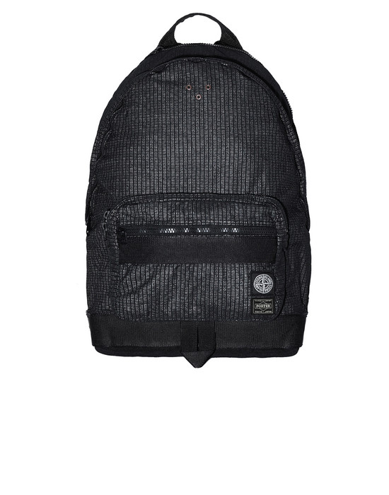 STONE ISLAND 917P1 STONE ISLAND/PORTER®<br>REFLECTIVE WEAVE RIPSTOP-TC Rucksack Man Black