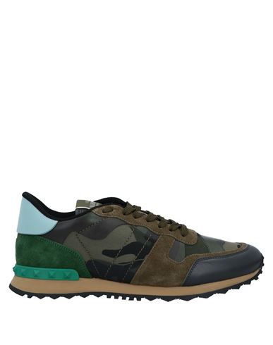 Valentino Garavani Man Sneakers Military Green Size 7 Leather, Textile Fibers