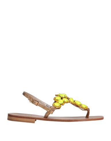 Emanuela Caruso Capri Sandalo Triangolo Fucsia Fluo Woman Toe Strap Sandals Yellow Size 10 Soft Leat