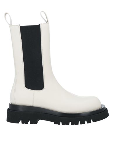 Bottega Veneta Woman Ankle Boots Ivory Size 9.5 Soft Leather, Textile Fibers In White