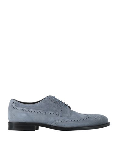 Tod's Man Lace-up Shoes Slate Blue Size 10 Soft Leather
