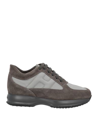 Hogan Man Sneakers Charcoal Size 8 Leather, Textile Fibers In Gray