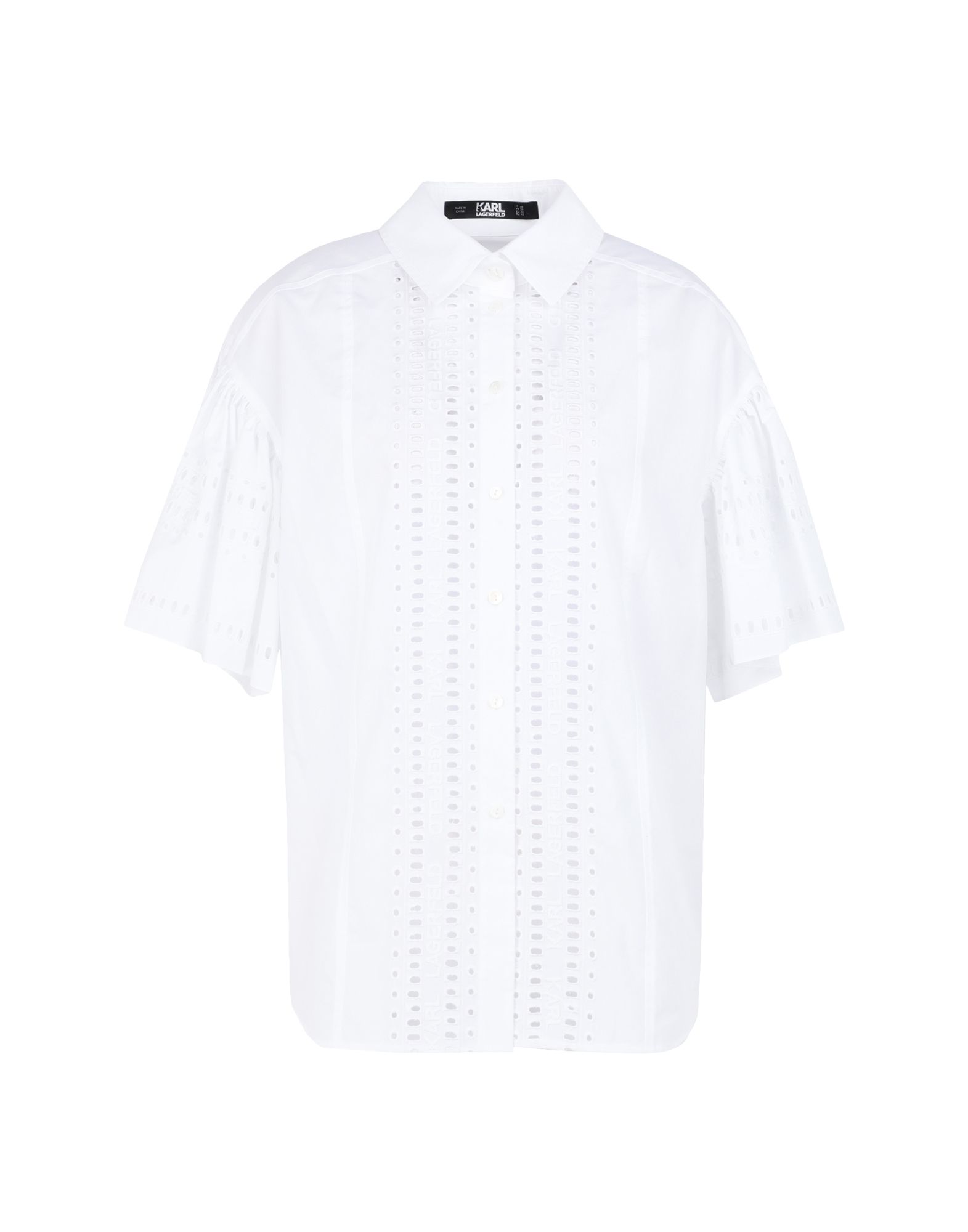 《セール開催中》KARL LAGERFELD レディース シャツ ホワイト 38 コットン 100% EMBROIDERED POPLIN SHIRT