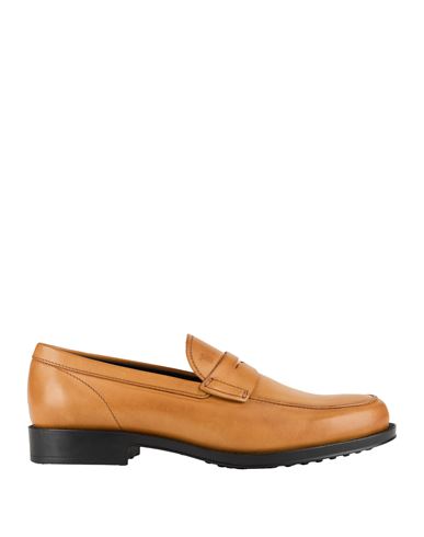 Tod's Man Loafers Camel Size 7.5 Leather In Multi
