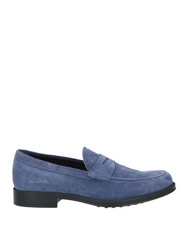 Tod's Man Loafers Blue Size 7.5 Soft Leather In Blue