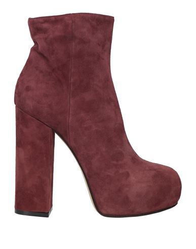 Giampaolo Viozzi Woman Ankle Boots Burgundy Size 10 Soft Leather In Red