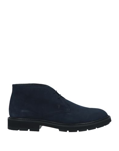 Tod's Man Ankle Boots Navy Blue Size 9 Soft Leather