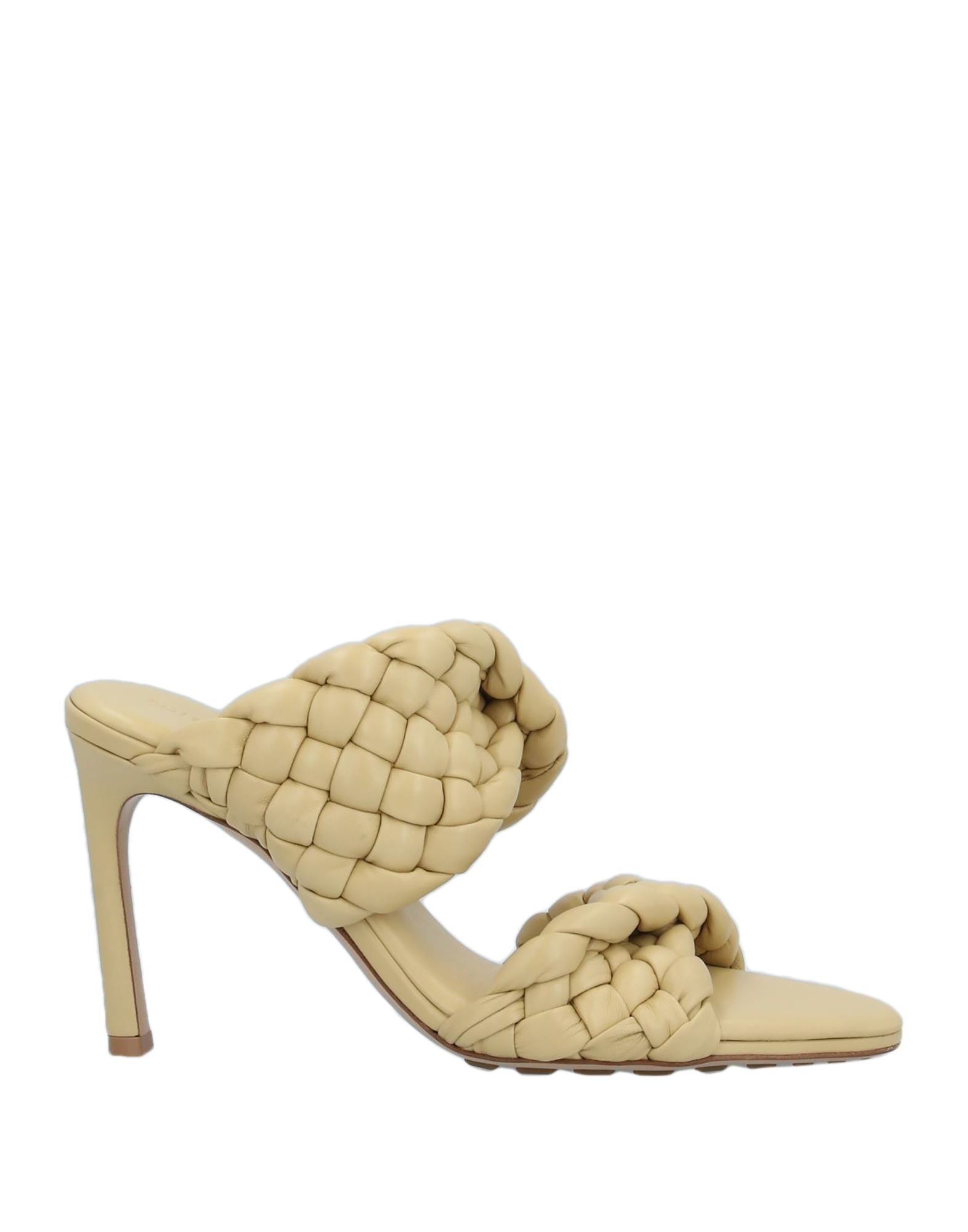 Bottega Veneta Yellow Intrecciato Curve Heeled Sandals In Beige