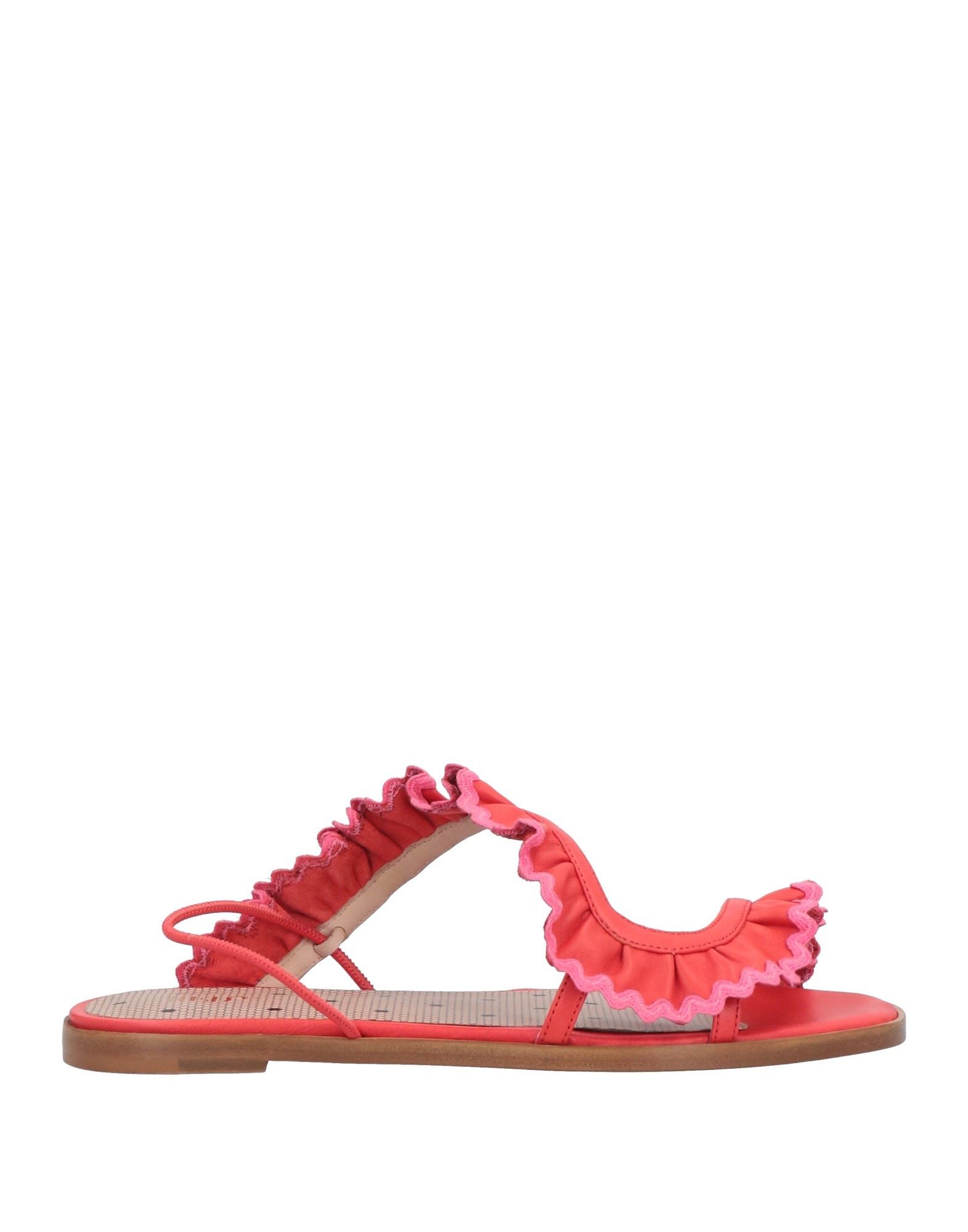 Redv Red(v) Woman Sandals Red Size 5 Soft Leather, Textile Fibers