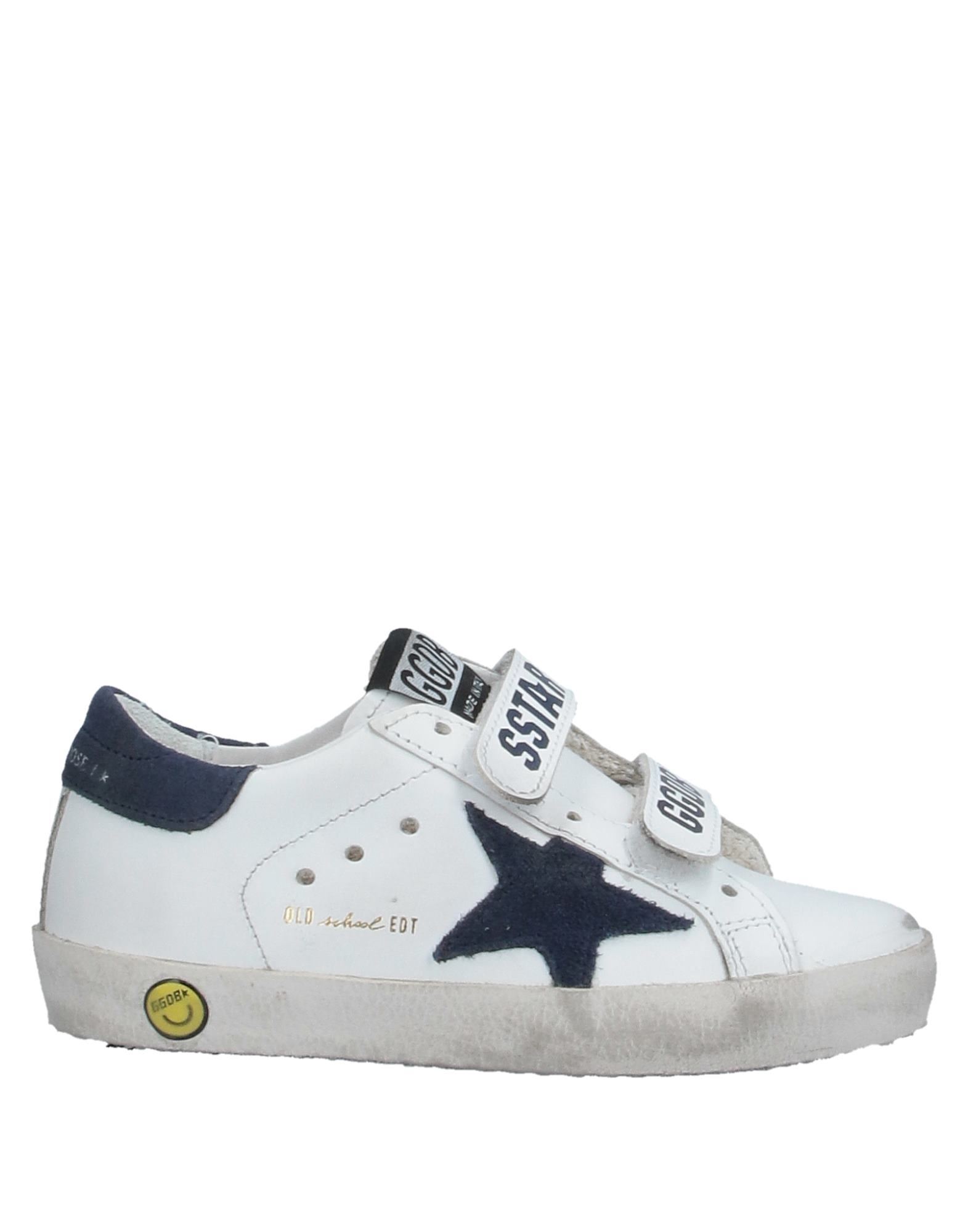 Golden Goose White Old School Sneaker For Kids With Blue Star In White