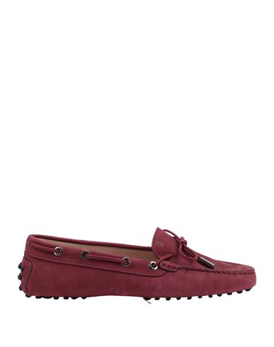 Tod's Woman Loafers Burgundy Size 8 Soft Leather In Red