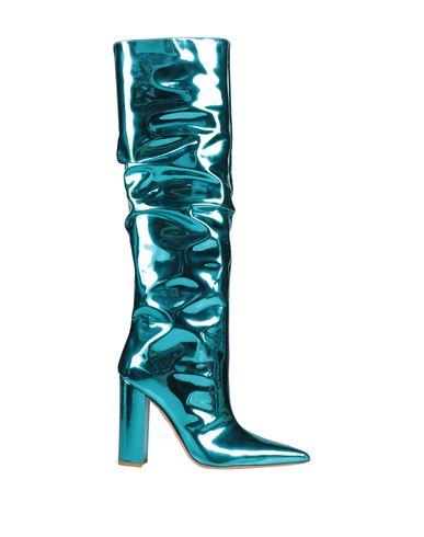 Elisabetta Franchi Woman Knee Boots Turquoise Size 8 Soft Leather In Blue