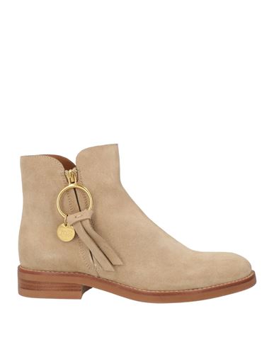 Shop See By Chloé Woman Ankle Boots Beige Size 7 Soft Leather