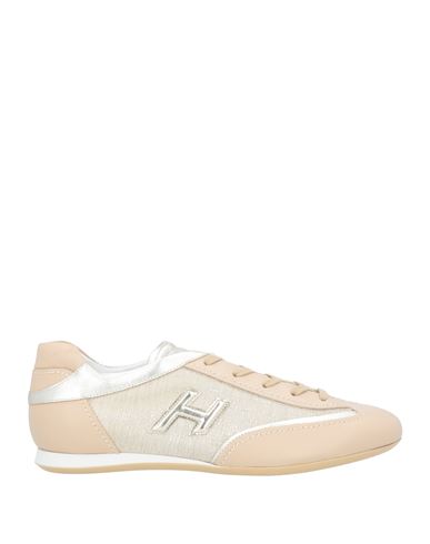 Hogan Woman Sneakers Sand Size 6 Soft Leather, Textile Fibers In Beige