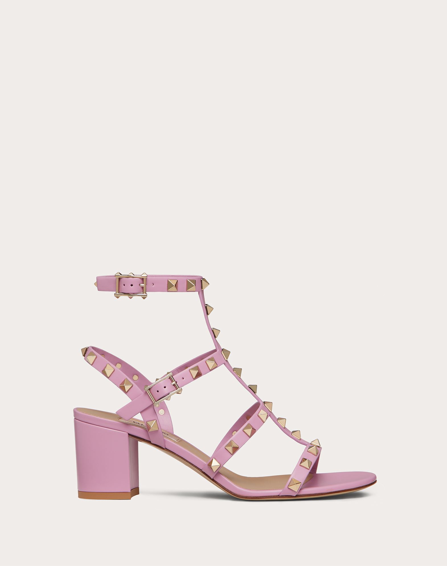 rockstud calfskin ankle strap sandal 60 mm