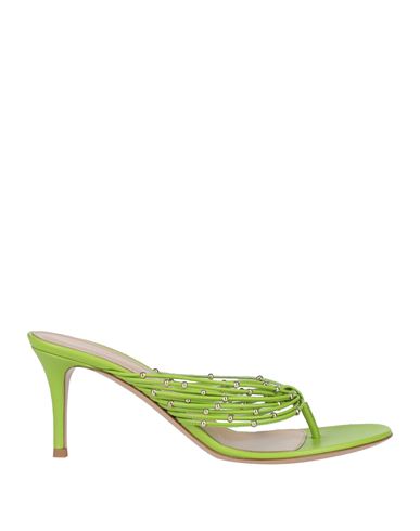Gianvito Rossi Woman Thong Sandal Acid Green Size 9 Soft Leather
