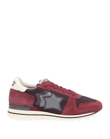 Atlantic Stars Man Sneakers Burgundy Size 9 Soft Leather, Textile Fibers In Red