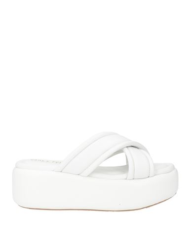 Paola Ferri Woman Sandals White Size 9 Soft Leather In Multi