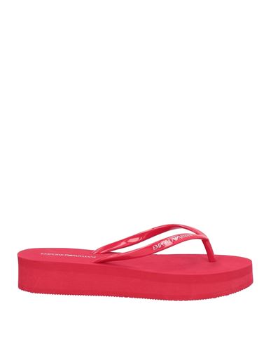 Emporio Armani Woman Toe Strap Sandals Red Size 9.5 Pvc - Polyvinyl Chloride