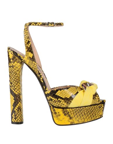 Casadei Woman Sandals Yellow Size 9 Soft Leather