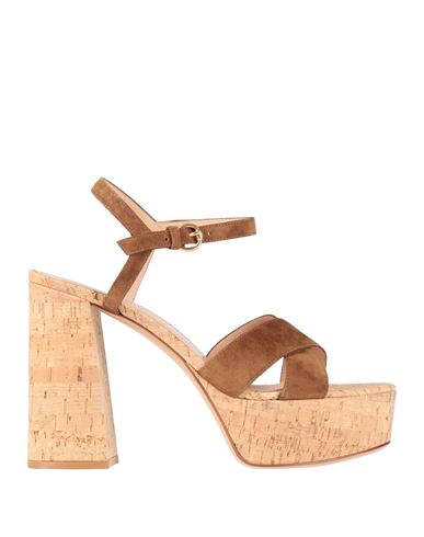 Gianvito Rossi Woman Sandals Khaki Size 11 Soft Leather In Beige