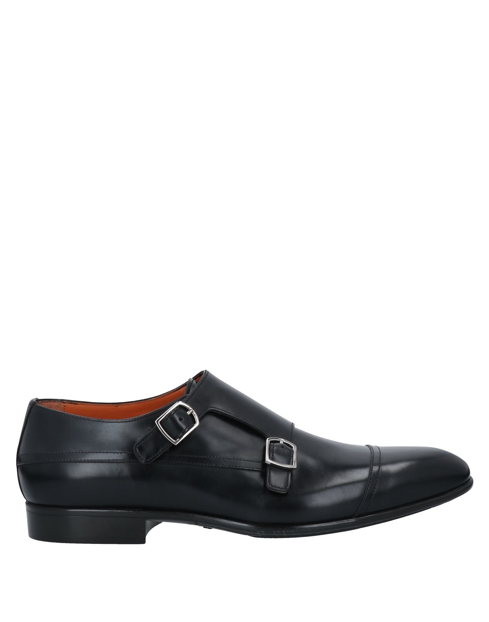 Santoni Man Loafers Black Size 6 Soft Leather In Black