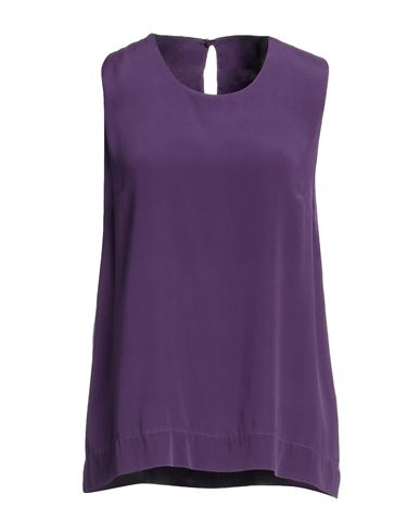 Rossopuro Woman Top Purple Size M Silk, Elastane