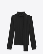 SAINT LAURENT Top e Bluse D Blusa con sciarpa nera in crêpe di seta f