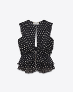 SAINT LAURENT トップス&ブラウス D ノースリーブ ラッフル&プリーツ トップ(ブラック&ホワイト/リップスティックドットプリント シルクジョーゼット) f