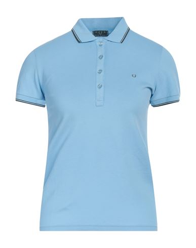 Fred Perry Woman Polo Shirt Light Blue Size L Cotton, Elastane